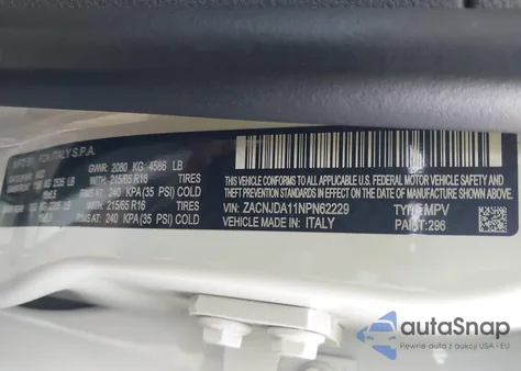 2022 Jeep Renegade Sport 4X4 z USA, uszkodzony, nr VIN ZACNJDA11NPN62229